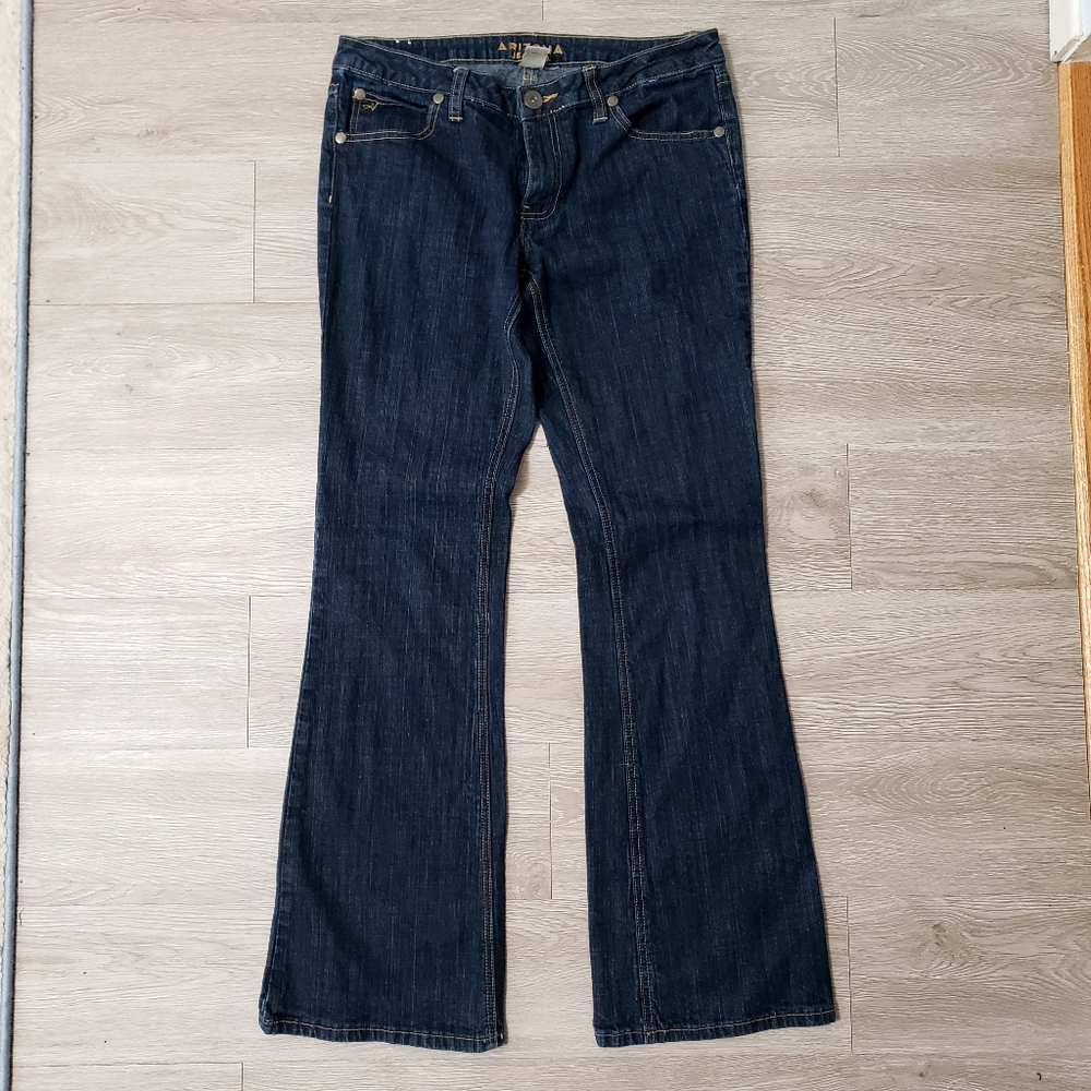 Arizona size 11 Long dark blue wash flare leg stretch jeans juniors w/ stretch